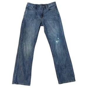 Lucky Brand Men Jeans Straight Leg Blue Distressed Wash Size 30x32
